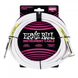 Кабель ERNIE BALL 6047 инструментальный 6,0 м, прямой/угловой джеки, цвет белый
