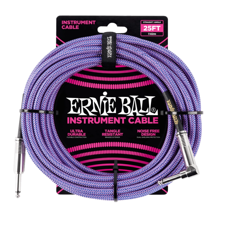 Кабель ERNIE BALL 6069 инструментальный 7,62м, прямой/угловой джеки, пурпурный фото 1