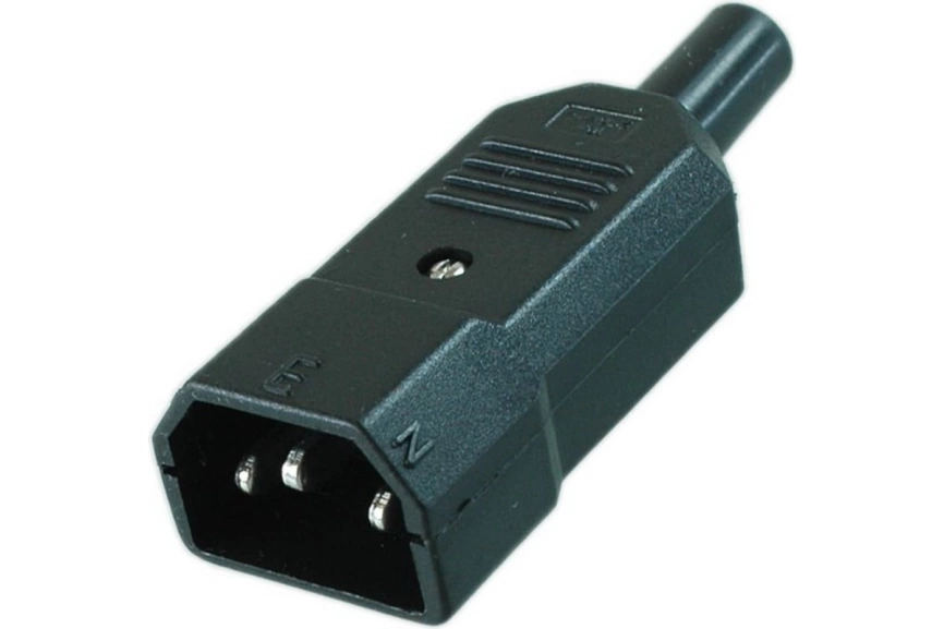 Вилка сетевая "3 PIN" пластик на кабель 250V 10A фото 1