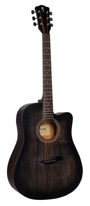 Акустическая гитара ROCKDALE AURORA D1 C BK полупрозрачный черный с вырезом фото 2