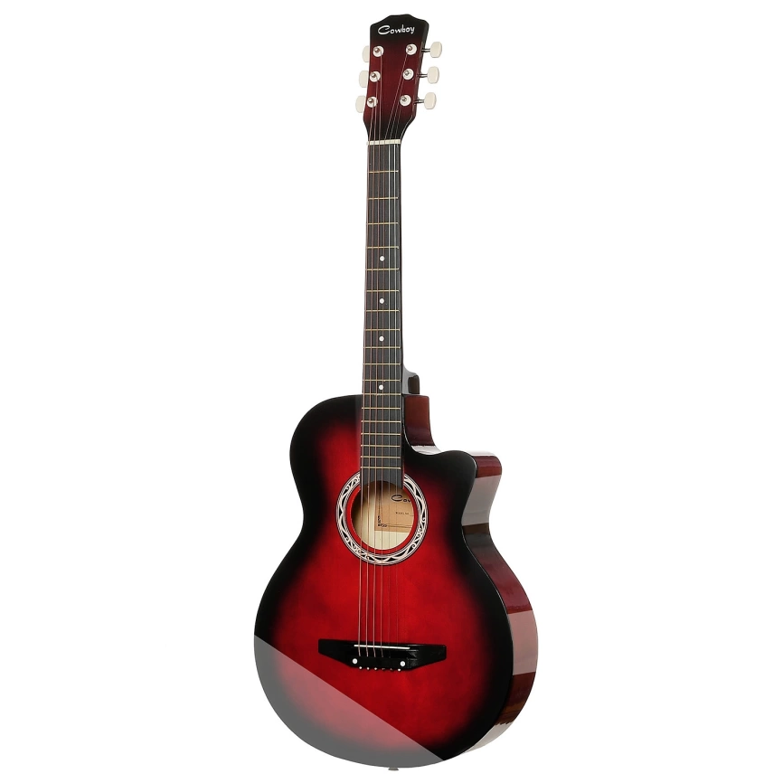 Акустическая гитара COWBOY 3810C RDS красный берст с вырезом фото 1