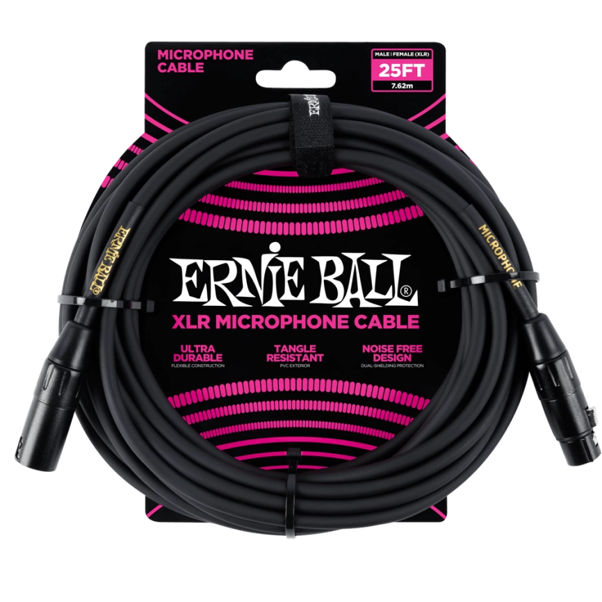 Кабель ERNIE BALL 6073 микрофонный XLR-XLR 7.62м черный фото 1