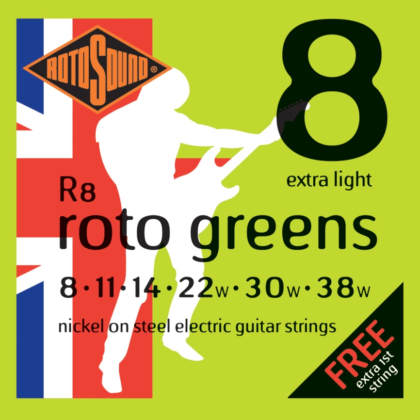 Струны д/эл.ROTOSOUND R8 Strings Nickel Extra Light (8-38) фото 1