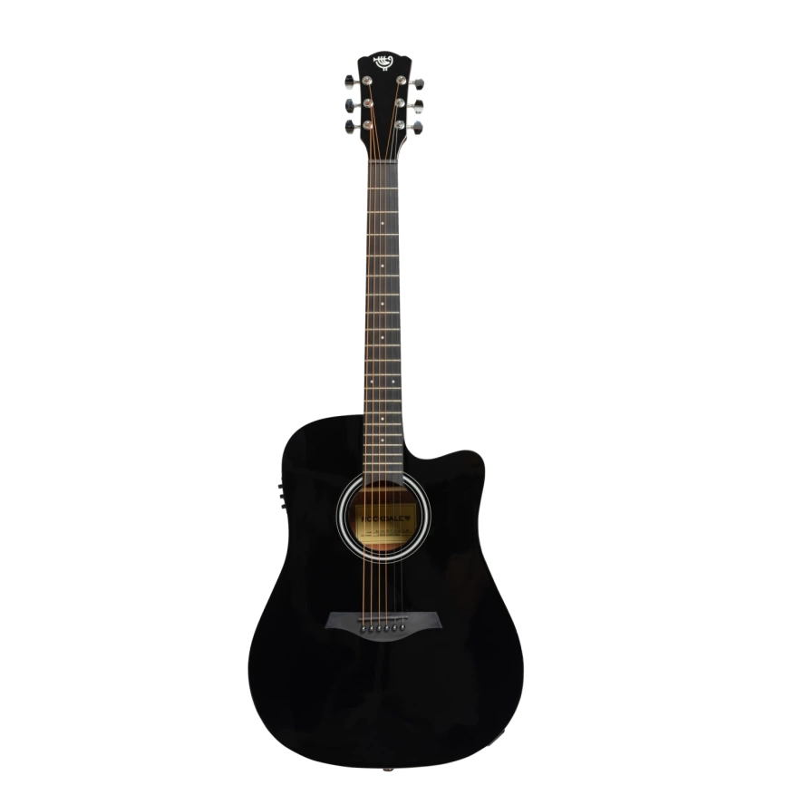 Акустическая гитара ROCKDALE AURORA D3 C BK Gloss,с вырезом,цвет xчерный,глянцевое покрытие фото 1