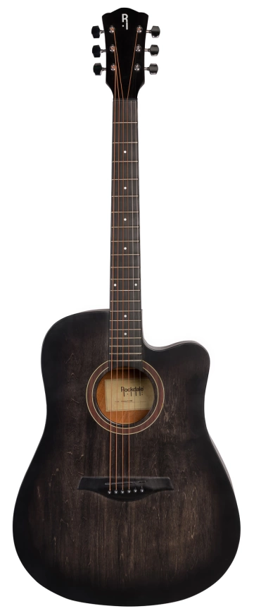 Акустическая гитара ROCKDALE AURORA D1 C BK полупрозрачный черный с вырезом фото 1