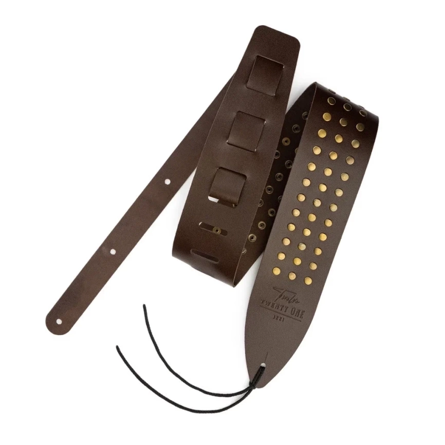 Ремень для гитары кожаный 1221, коричневый фото 1