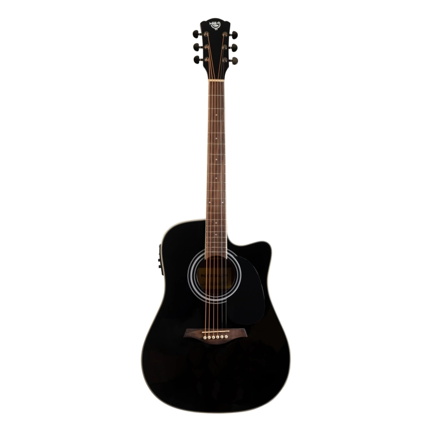 Электроакустическая гитара ROCKDALE Aurora D6 C BK E Gloss с вырезом,цвет черный,глянцевое покрытие фото 1