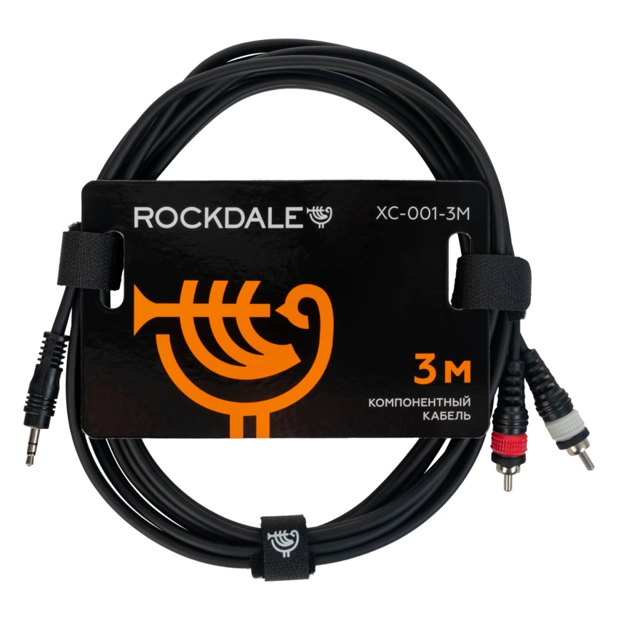Кабель ROCKDALE XC-001-3М разъемы stereo Jack папа(3,5)-2 RCA черный фото 1